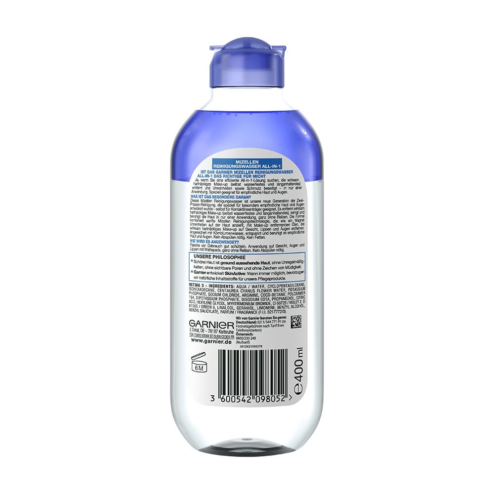 Mizellen Reinigungswasser All-in-1 Speziell für Empfindliche Haut & Augen Rückseite